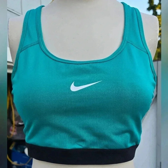 Nike Athletic Sports Bra Bright Green Activewear Chest Logo Women's L - Picture 1 of 4